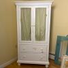 White Painted Wood Armoire with Drawers