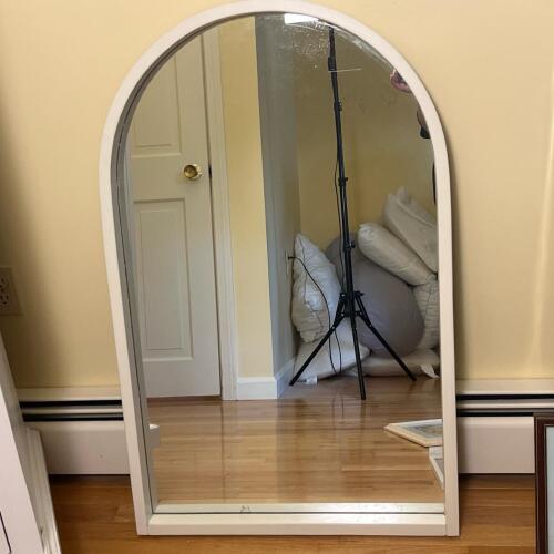 Arched Wall Mirror with White Frame