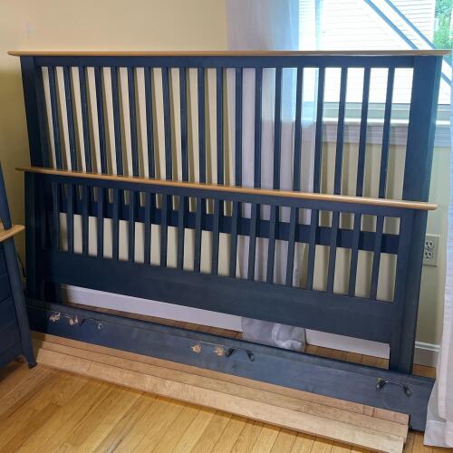 Nadeau Blue Wood Slat Bed Frame