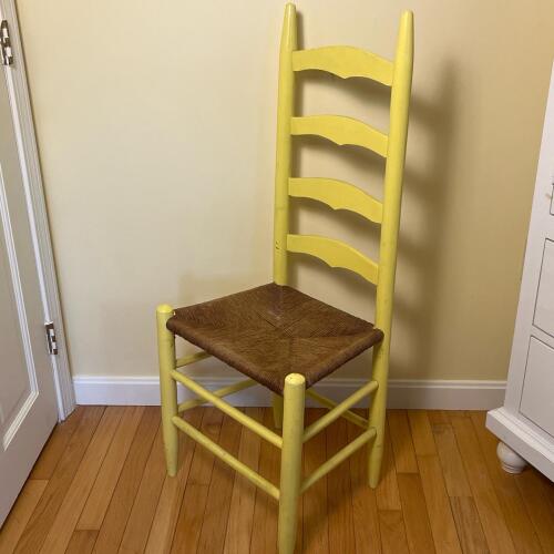 Yellow Ladderback Chair with Rush Seat