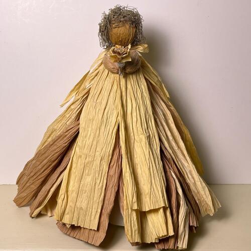 Vintage Corn Husk Doll with Flower