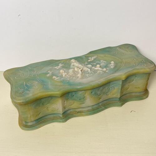 Incolay Stone Jewelry Box With Venus Relief Lid