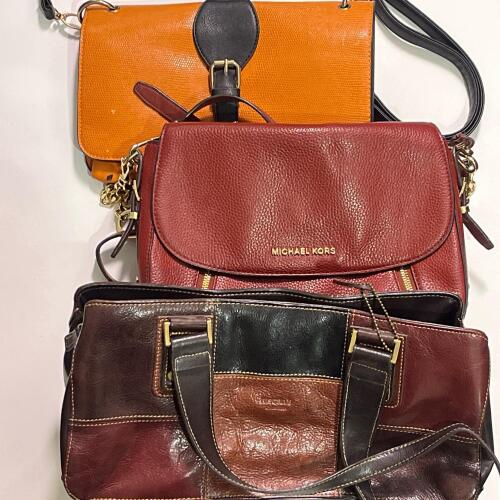 Three Leather Handbags: Michael Kors, Tuscany, Orange Crossbody