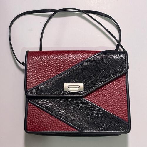 Red and Black Leather Shoulder Bag