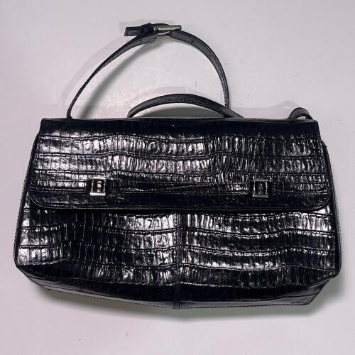 Etienne Aigner Black Embossed Leather Handbag