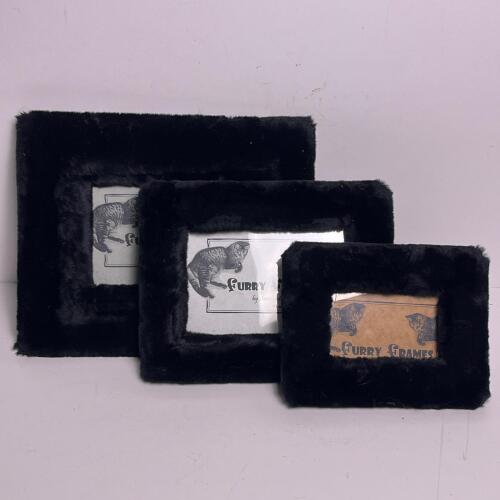 Three Furry Frames Black Faux Fur Picture Frames