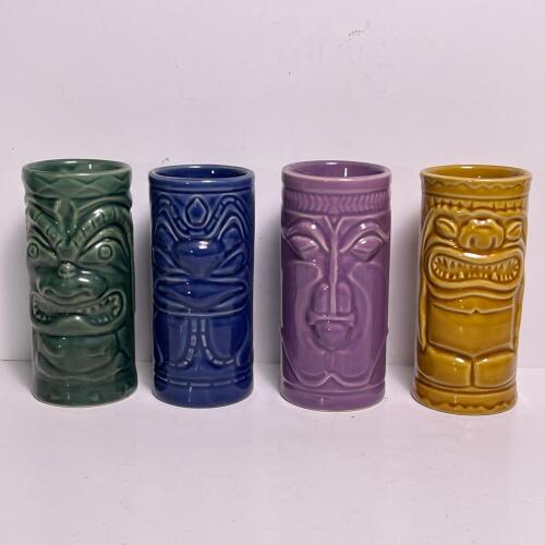 Set of Four Multicolor Accoutrements Tiki Mugs