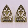 Pair Brass Filigree Bookends