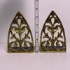 Pair Brass Filigree Bookends - 4