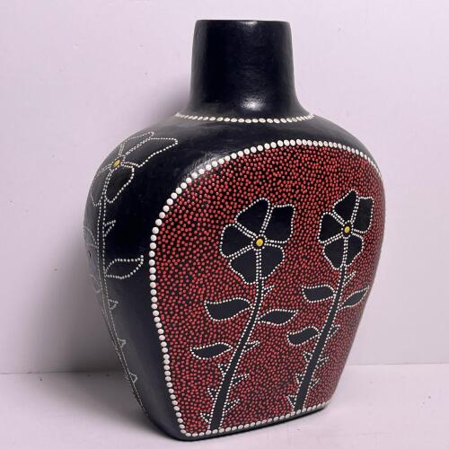 Decorative Black Floral Painted Vase