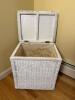 White Wicker Laundry Hamper with Carved Panel - 2