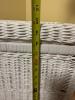 White Wicker Laundry Hamper with Carved Panel - 5