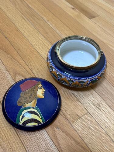 Painted Ceramic Lidded Biscuit Jar