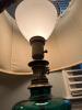 Pair Green Glass and Metal Table Lamps - 2