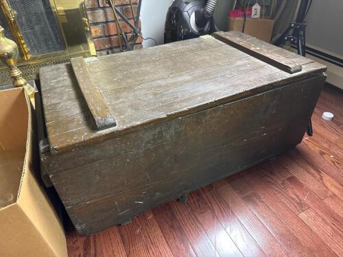Wooden Storage Chest with Hinged Lid