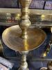 Pair Brass Engraved Tall Candle Holders - 4