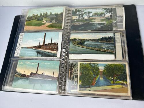 Vintage Postcard Album Of Early 1900s Lowell MA Scenes, Landmarks & Street Views
