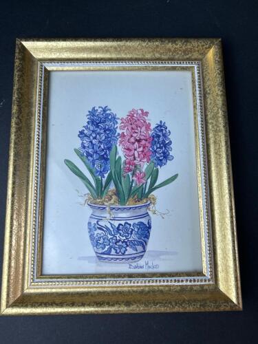 Small 8"x10" Barbara Mock Floral Framed Print Of A Blue Hyacinth Vase