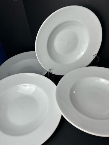 Four Bordallo Pinheiro White Large Soup/Pasta Bowls