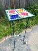 Hand-Painted Tile Top Metal Plant Stand Table With Fruit Motif