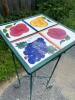 Hand-Painted Tile Top Metal Plant Stand Table With Fruit Motif - 4