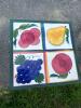Hand-Painted Fruit Tile Top Plant Stand With Green Metal Base - 2