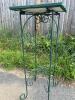 Hand-Painted Fruit Tile Top Plant Stand With Green Metal Base - 4