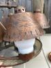 Rustic 4-Light Western Chandelier With Horseshoe Iron & Frosted Hurricane Shades - 2