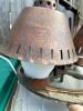 Rustic 4-Light Western Chandelier With Horseshoe Iron & Frosted Hurricane Shades - 3