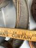 Rustic 4-Light Western Chandelier With Horseshoe Iron & Frosted Hurricane Shades - 11