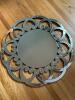 32" Large Ornate Round Beveled Wall Mirror With Black and Silver Glass & Keyhole Mounting