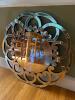 32" Large Ornate Round Beveled Wall Mirror With Black and Silver Glass & Keyhole Mounting - 2