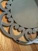 32" Large Ornate Round Beveled Wall Mirror With Black and Silver Glass & Keyhole Mounting - 4