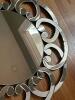 32" Large Ornate Round Beveled Wall Mirror With Black and Silver Glass & Keyhole Mounting - 5