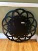 32" Large Ornate Round Beveled Wall Mirror With Black and Silver Glass & Keyhole Mounting - 6