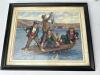 Whimsical 9"x11" Framed Print: 'Four Freedoms in a Good Catch' &ndash; Humorous Fishing Scene