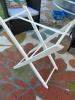 White Butler Tray Table with Folding X-Frame Base and Removable Serving Tray & Chrome Handles - 3