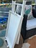 White Butler Tray Table with Folding X-Frame Base and Removable Serving Tray & Chrome Handles - 7