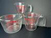 Pyrex Glass Measuring Cup Set &ndash; 1, 2, and 4-Cup Sizes with Red Markings