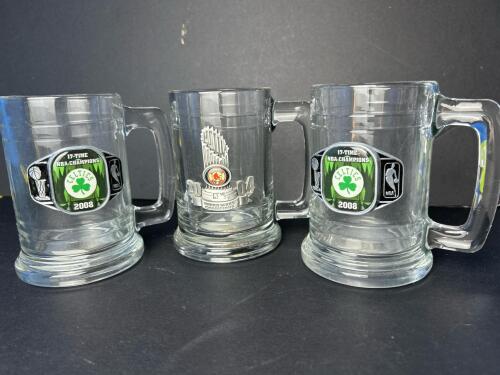Boston Celtics 2008 NBA Champions & Red Sox 2004 World Series Commemorative Glass Mug Set