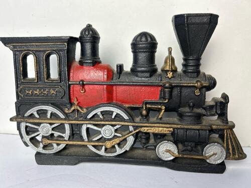 Vintage Cast Iron Steam Locomotive Train Doorstop