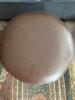Round Brown Leather Pouf Ottoman, 13"H x 18" Diameter - 2