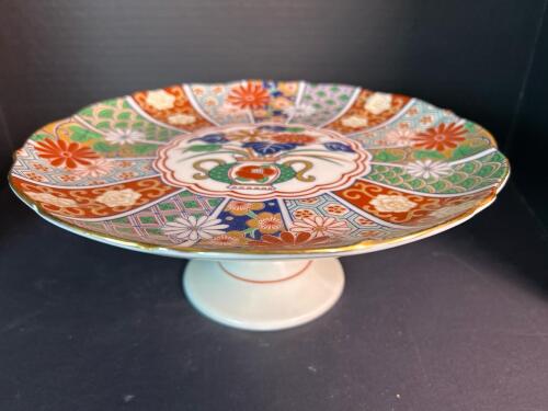 Arita Imari Fan Fine Porcelain Pedestal Plate