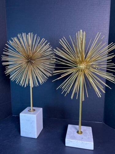 Two MCM-Style Gold Metal Starburst Sculptures
