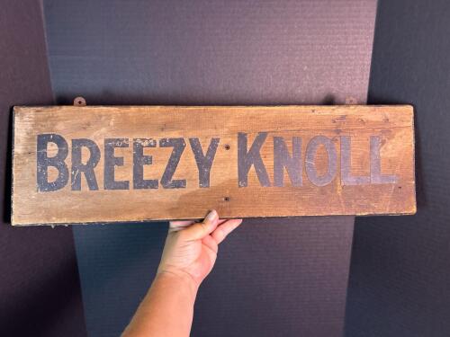 Breezy Knoll Vintage Wooden Sign, 23 in x 6 in