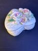 Decorative Small Porcelain Heart-Shaped Trinket Box with Raised Floral Rose Design - 2