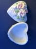 Decorative Small Porcelain Heart-Shaped Trinket Box with Raised Floral Rose Design - 3