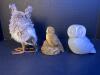 Three Owl Figurines &ndash; Plush, Resin, and Ceramic - 3