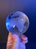 Glass Crystal Globe Paperweight With Etched Continents