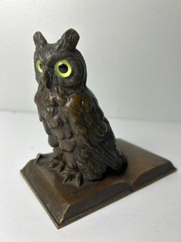 Vintage Spring Mounted Metal Owl Figurine